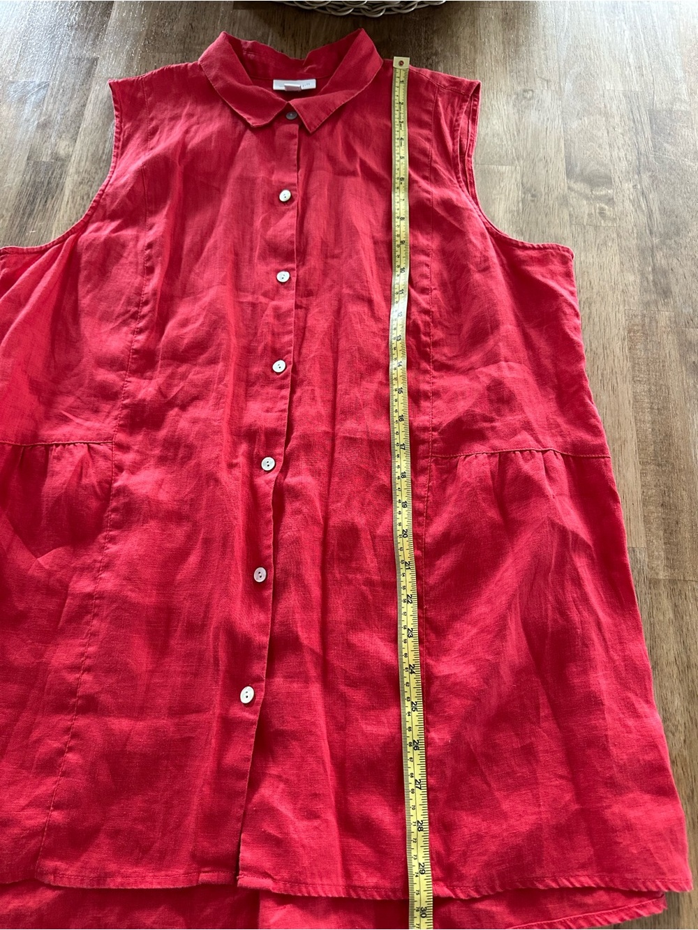 J. Jill Sleeveless Button-Down Linen Tunic Top in Red - Picture 8 of 8